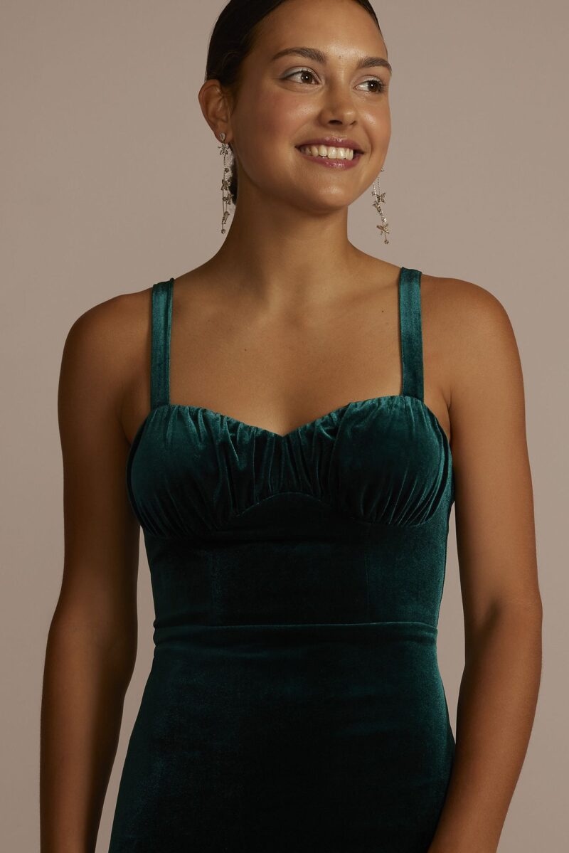 Sweetheart Velvet Tank Sheath Dress with Slit 1656ET2A