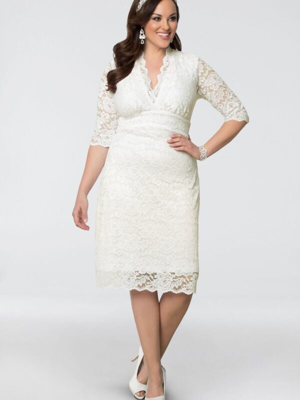 Luxe Lace Plus Size Short Wedding Dress  19090901