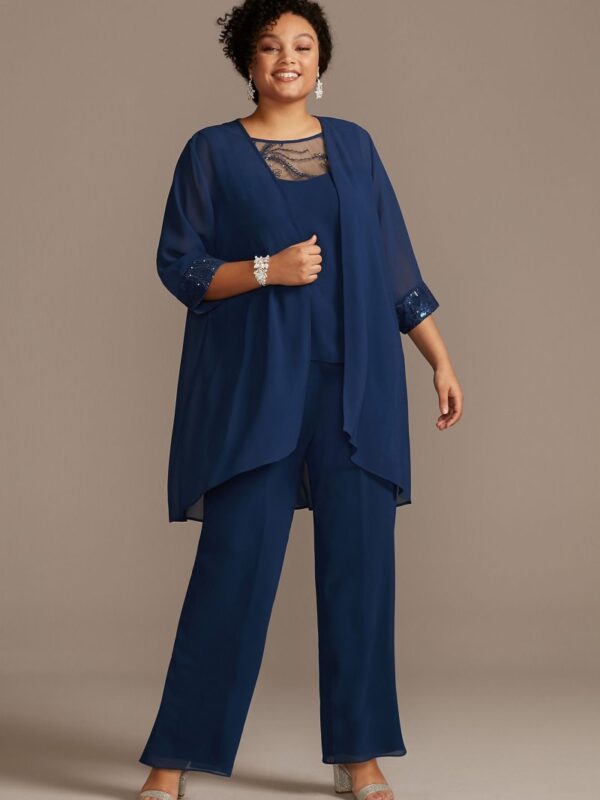 Lace-Detailed Georgette Plus Size Pantsuit  27335