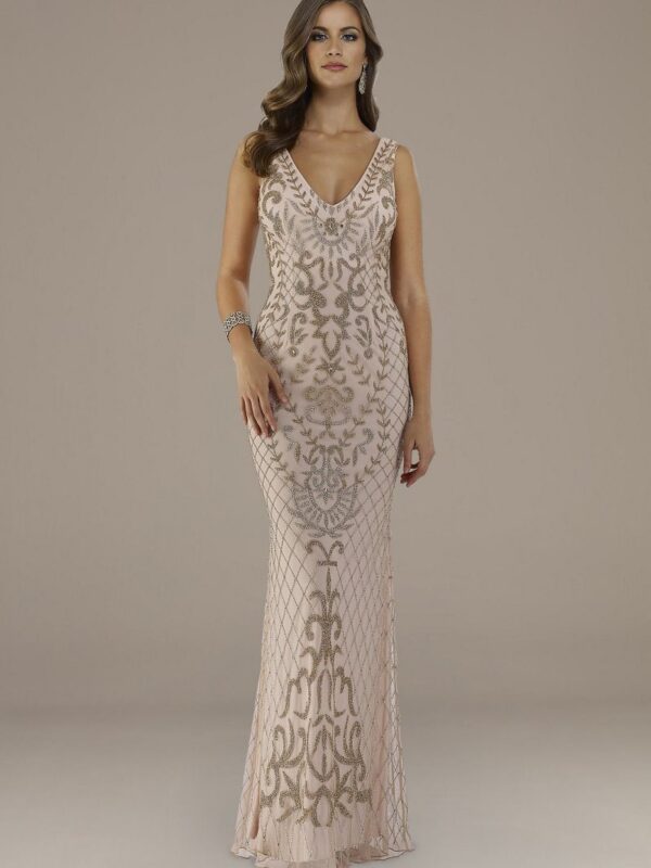 Lara Evita V-Back Beaded Mermaid Gown Lara 29539