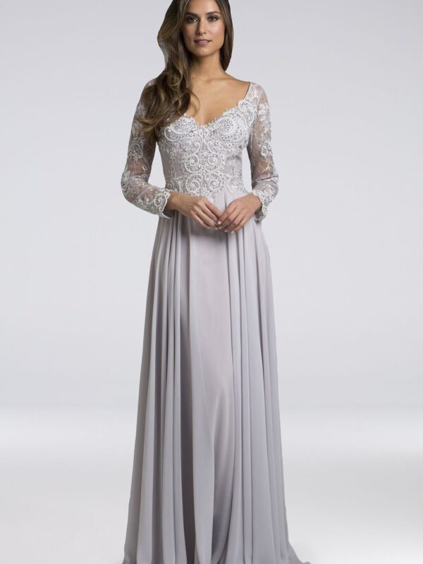 Lara Alexandra Long Sleeve Chiffon A-Line Gown Lara 29929