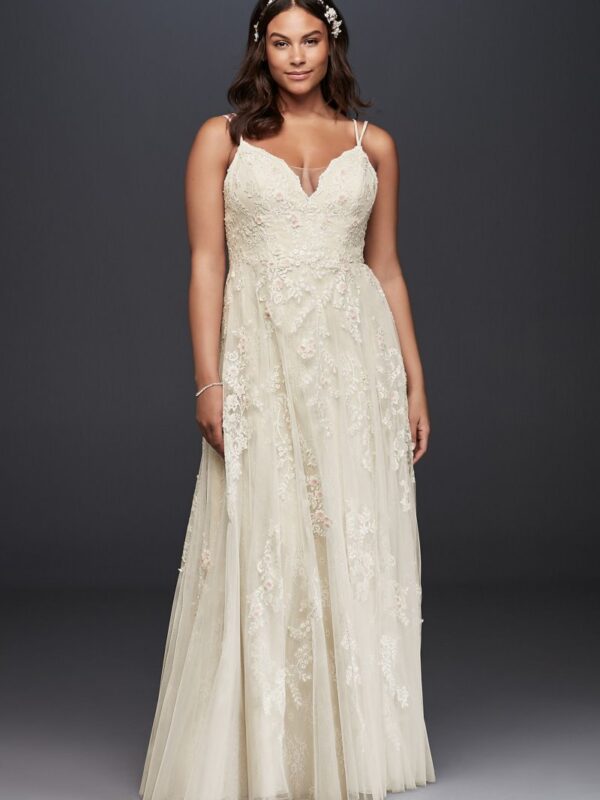 Plus Size Tall Wedding Dress with Spaghetti Straps  4XL8NTMS251177