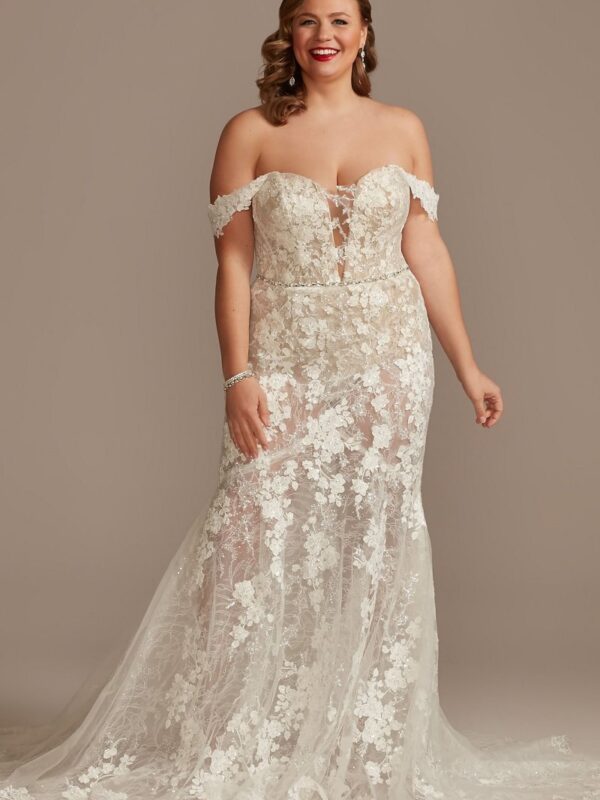 Tall Plus Embellished Illusion Lace Wedding Dress 4XL9MBSWG899