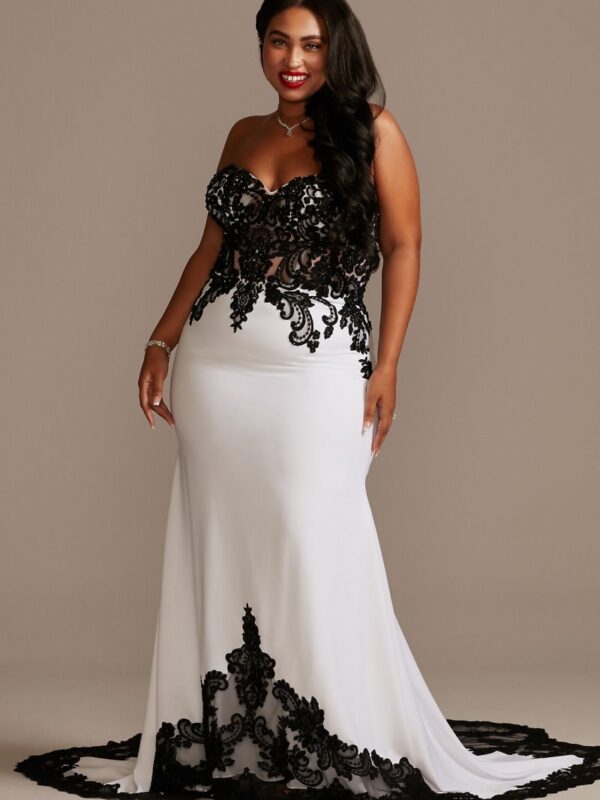 Lace Sheer Beaded Bodice Plus Size Wedding Dress 4XL9SV830