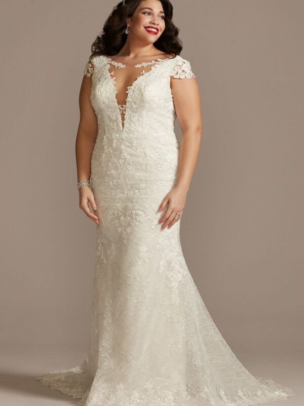 Plus Tall Sheath Wedding Dress with Swag Back 4XL9SWG884