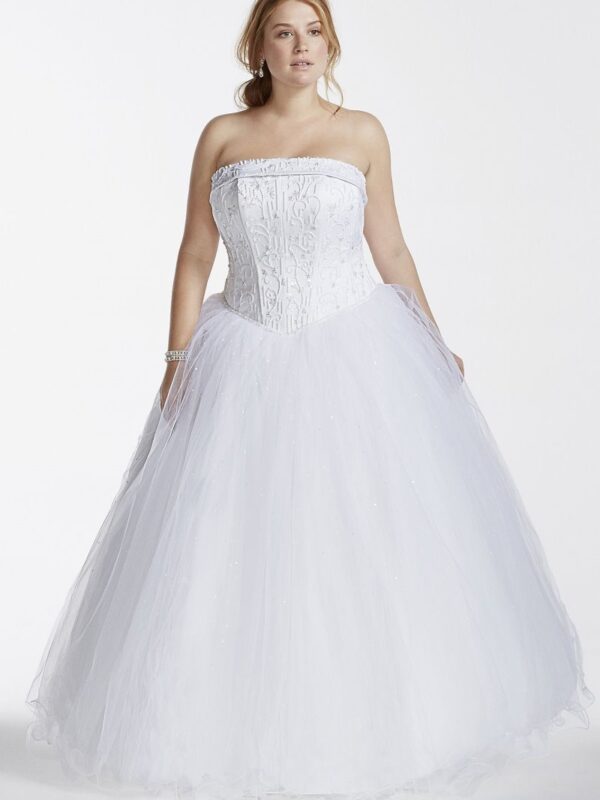 Tulle Tall Plus Wedding Dress with Beaded Satin Collection 4XL9T8017