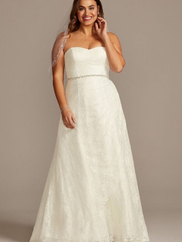 Lace Plus Size Wedding Dress with Side Drape Skirt Collection 4XL9WG3805