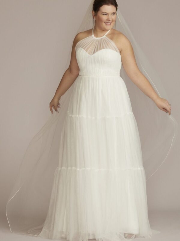 Halter Tall Plus Wedding Gown with Tiered Skirt 4XL9WG4050