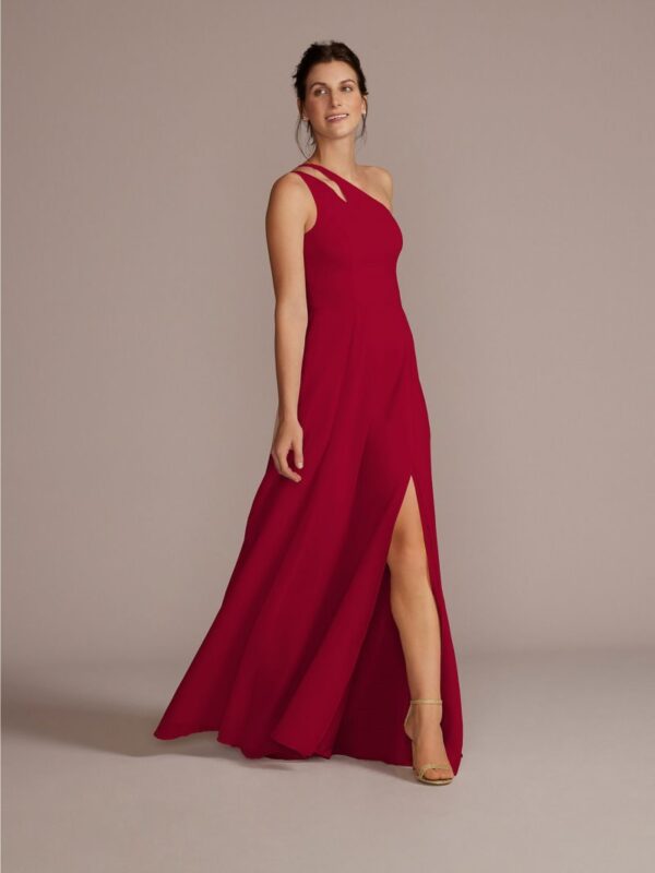 Tall Chiffon One-Shoulder Cutout Bridesmaid Dress 4XLF20458