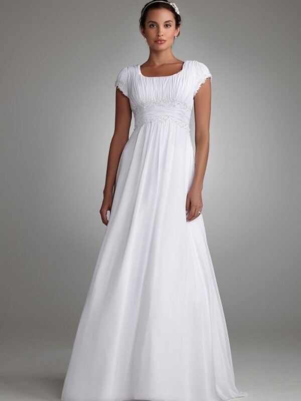 Ruched Short Sleeved Chiffon Wedding Dress Collection 4XLSLV9743