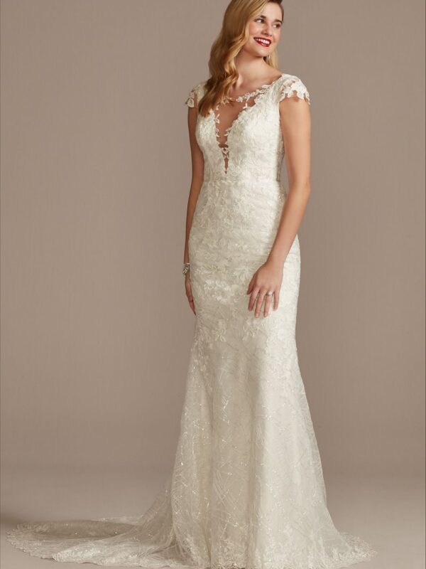 Tall Sheath Wedding Dress with Beaded Swag Back 4XLSWG884