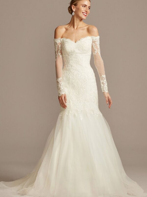 Long Sleeve Lace and Tulle Trumpet Wedding Dress Collection 4XLWG3943