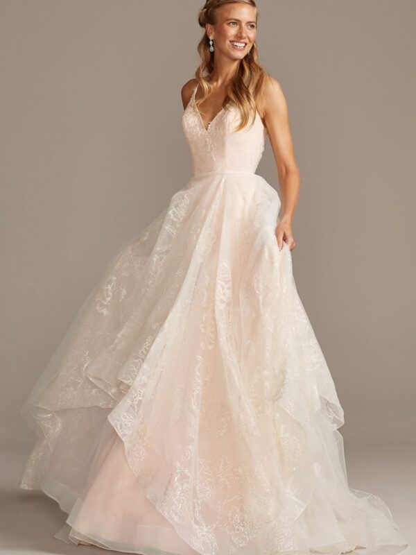 Floral and Tulle Layered Tall Wedding Dress Collection 4XLWG3975