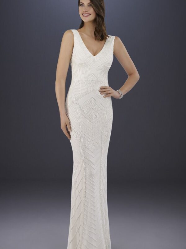 Lara Bryant Beaded Tank Sheath Wedding Dress Lara 51017