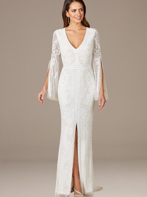 Lara Fallon Long Sleeve Beaded Wedding Gown Lara 51085