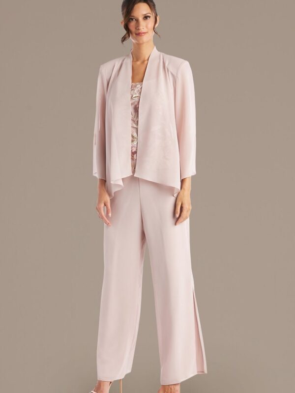 Chiffon 3-Piece Pantsuit Set with Slits 7166DB