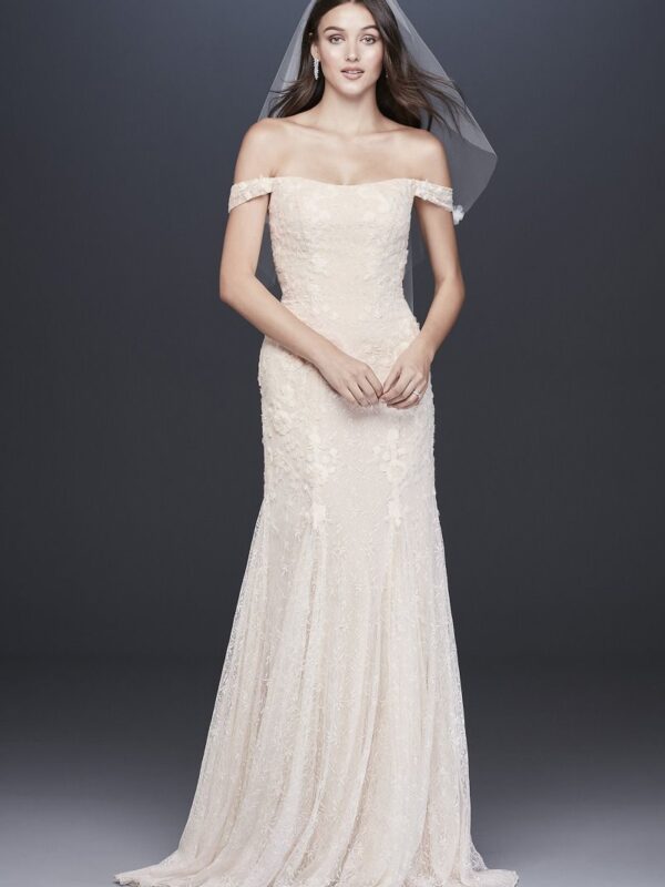 Swag Sleeve Layered Lace Petite Wedding Dress  7MS251196