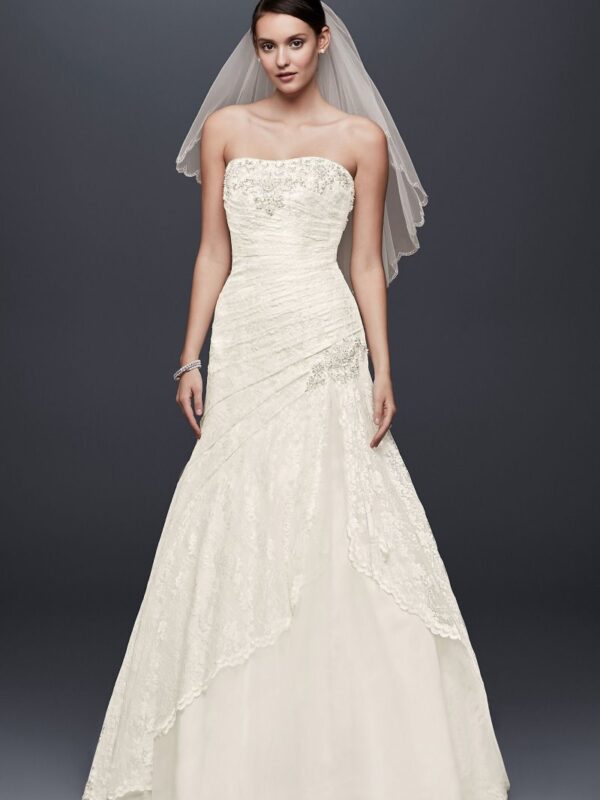 Petite Side Split Wedding Dress with All Over Lace Collection 7NTYP3344