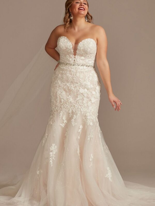 Lace Applique Mermaid Plus Size Wedding Dress  8CWG912