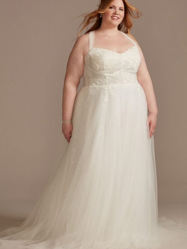 Convertible Straps Draped Plus Size Wedding Dress  8LSMS251246