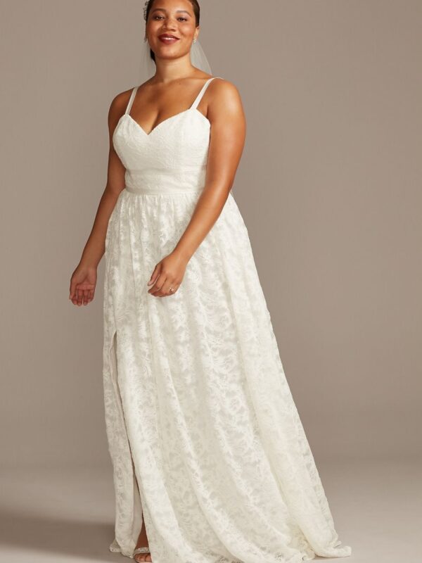 Grosgrain Banded Lace Plus Size Wedding Dress  8MS161213