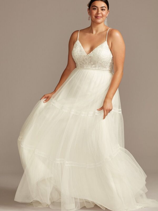 Corset Tiered Chiffon Plus Size Wedding Dress  8MS251209