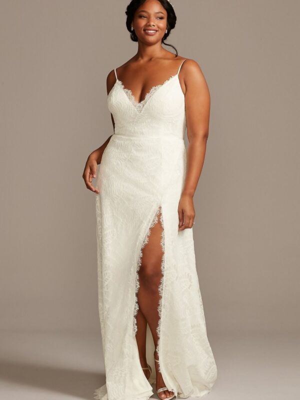 Leaf Pattern Lace A-Line Plus Size Wedding Dress  8MS251220