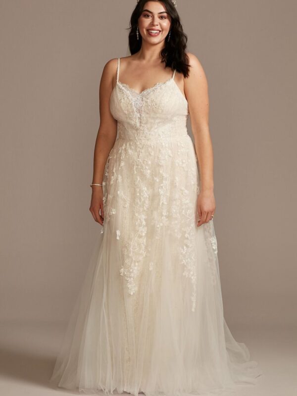 Pleated Lace Caged Skirt Plus Size Wedding Dress  8MS251229