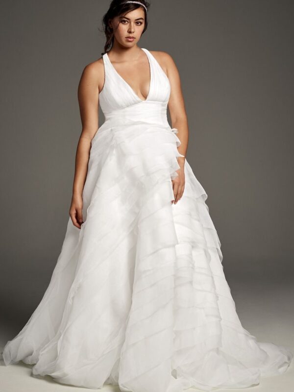 Tiered Organza T-Back Plus Size Wedding Dress 8VW351441