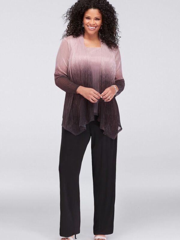 Crinkled Ombre Plus Size Three-Piece Pantsuit Onyx 950136