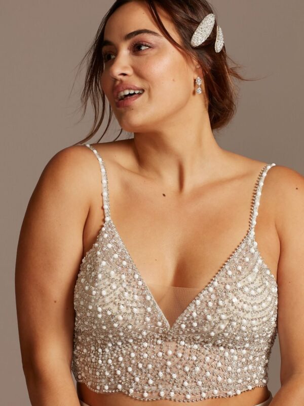 Spaghetti Strap Plus Size Wedding Separates Top 9DS150791