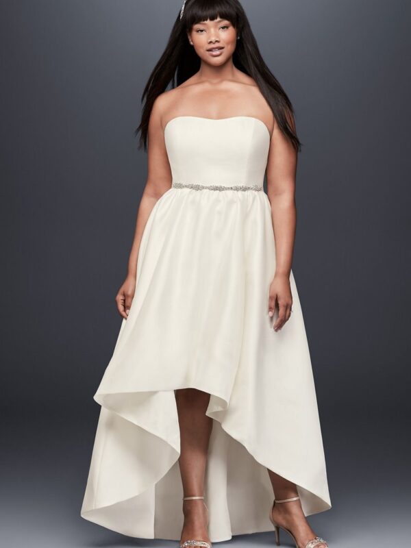 Mikado High-Low Plus Size Wedding Dress 9SDWG0576