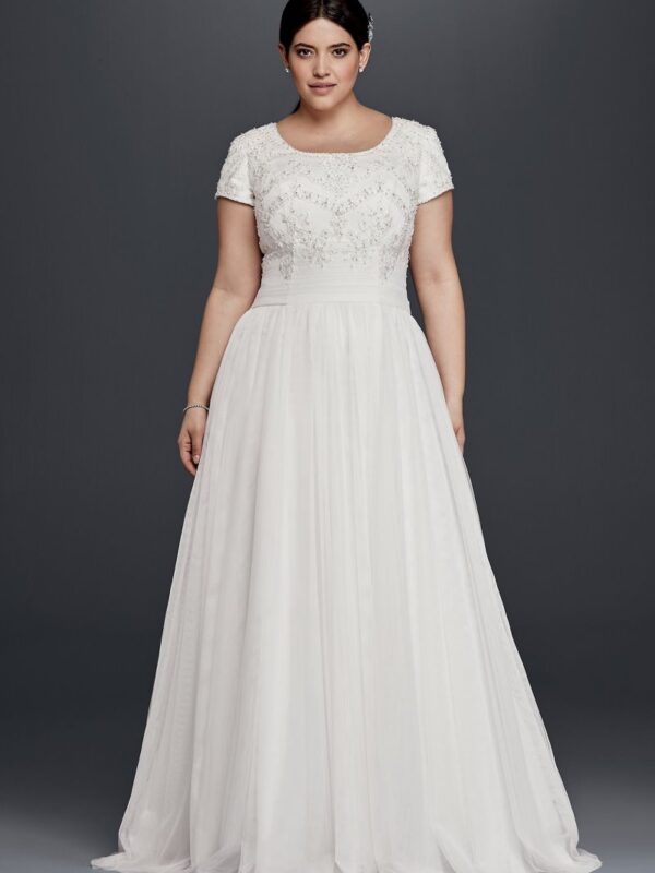 Modest Short Sleeve Plus Size A-Line Wedding Dress Collection 9SLWG3811