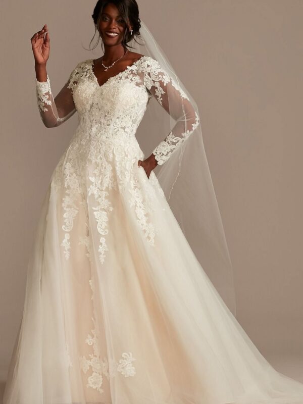 Lace and Tulle Long Sleeve Ball Gown Wedding Dress Collection 9SLWG3861