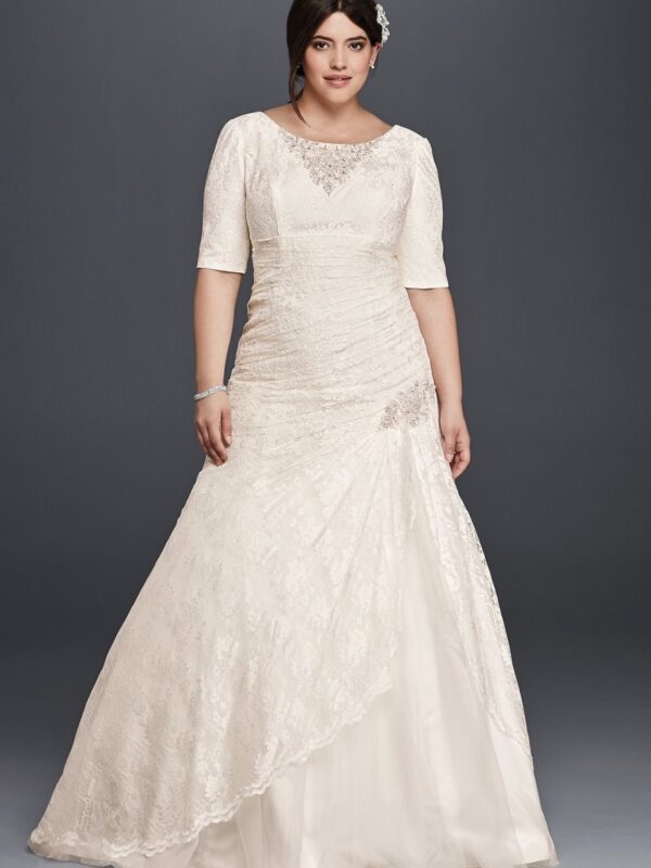 Plus Size Wedding Dress with Elbow Length Sleeves Collection 9SLYP3344