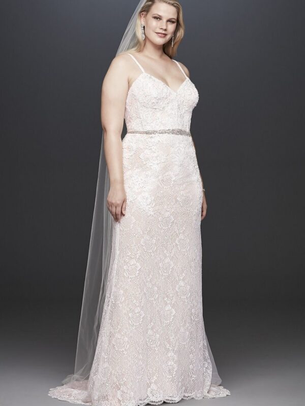 Lace Plus Size Wedding Dress with Crystal Belt 9SWG819