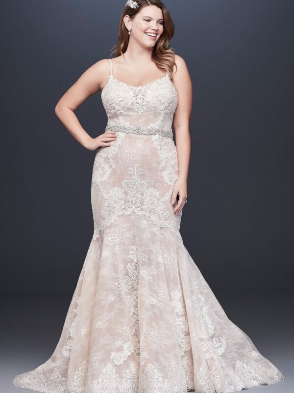 Moonstone Embellished Plus Size Lace Wedding Dress 9SWG824