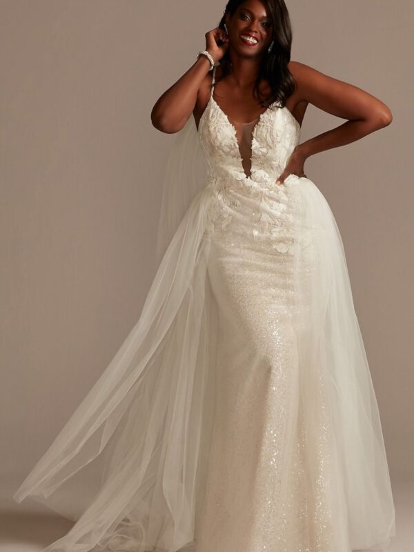 Sequin Removable Train Plus Size Wedding Dress 9SWG882