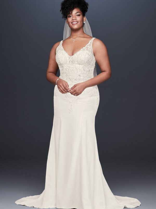 Crepe Embroidered Plus Size Mermaid Wedding Dress Collection 9WG3875