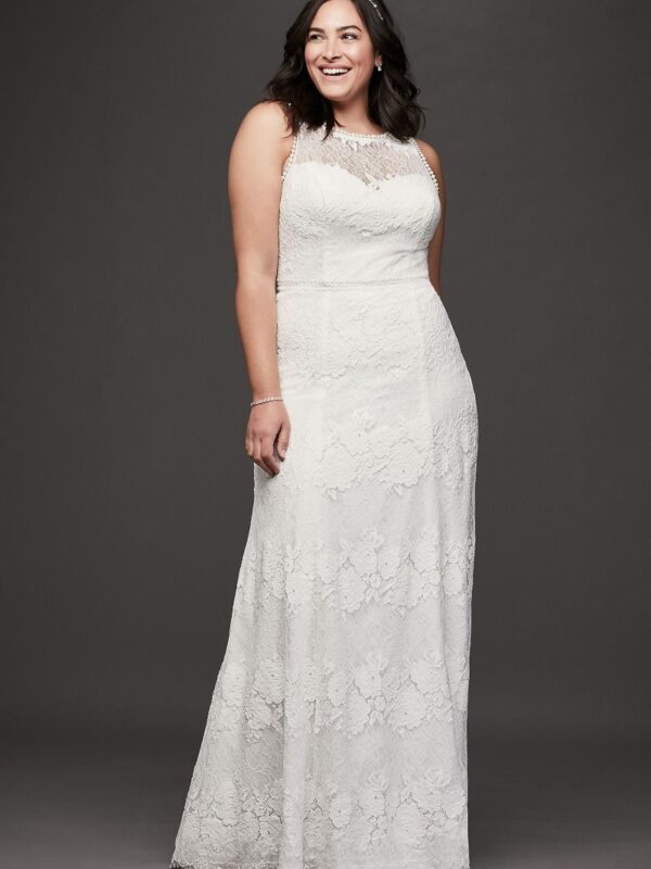 Open Back Lace Illusion Plus Size Wedding Dress  9WG3953