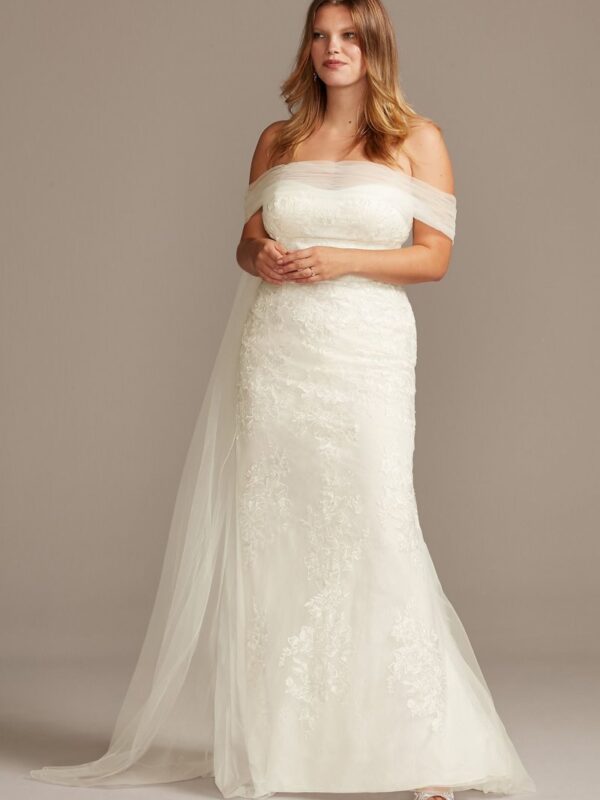 Tulle Floral Off-Shoulder Plus Size Wedding Dress Collection 9WG3978