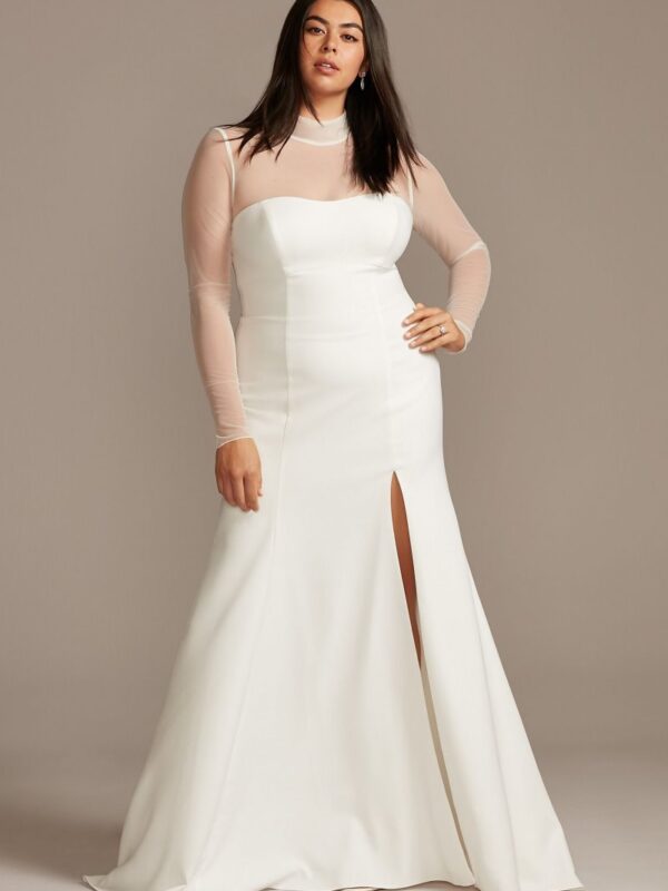 Illusion Sleeve High Neck Plus Size Wedding Dress Collection 9WG3991