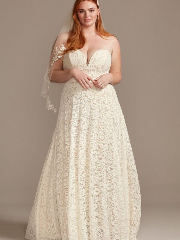 Sweetheart Plunge Lace Plus Size Wedding Dress Collection 9WG3993