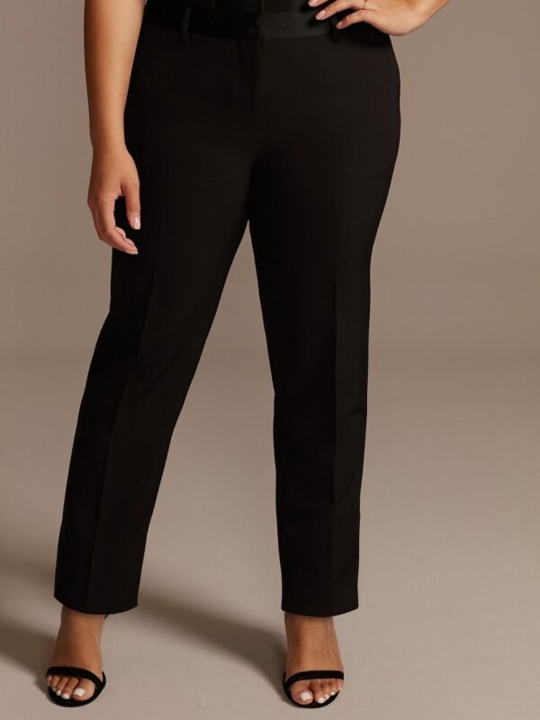 Satin Waistband Fitted Plus Size Suit Pants 9WG4001