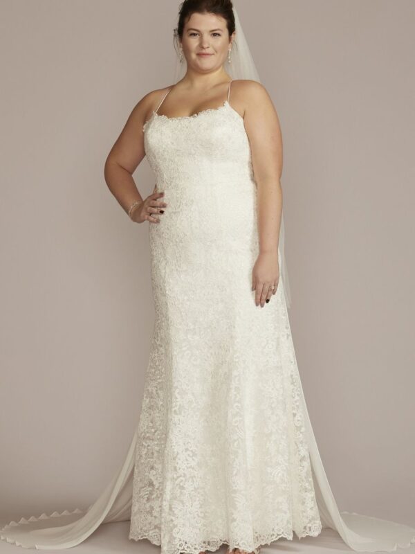 Spaghetti Strap Lace Plus Size Wedding Gown 9WG4063