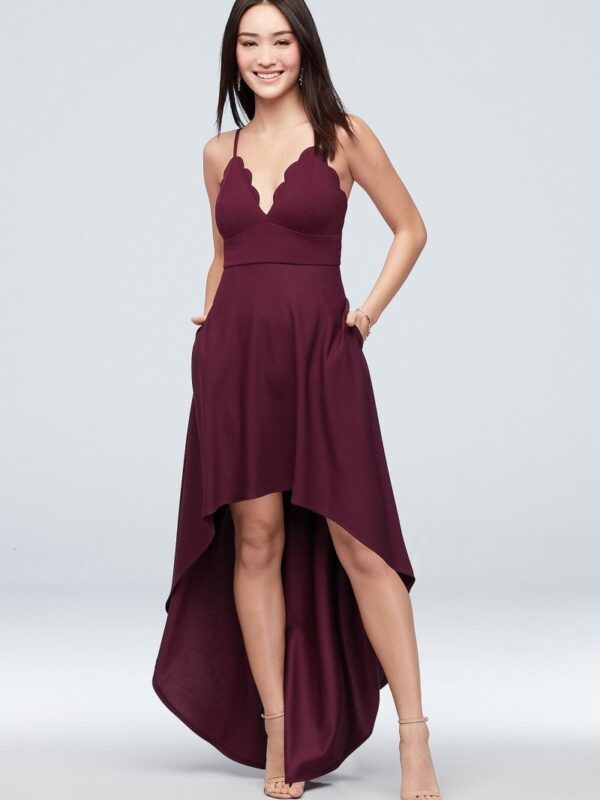 Scalloped Crepe High-Low Spaghetti Strap Dress Speechless C39811DDNE