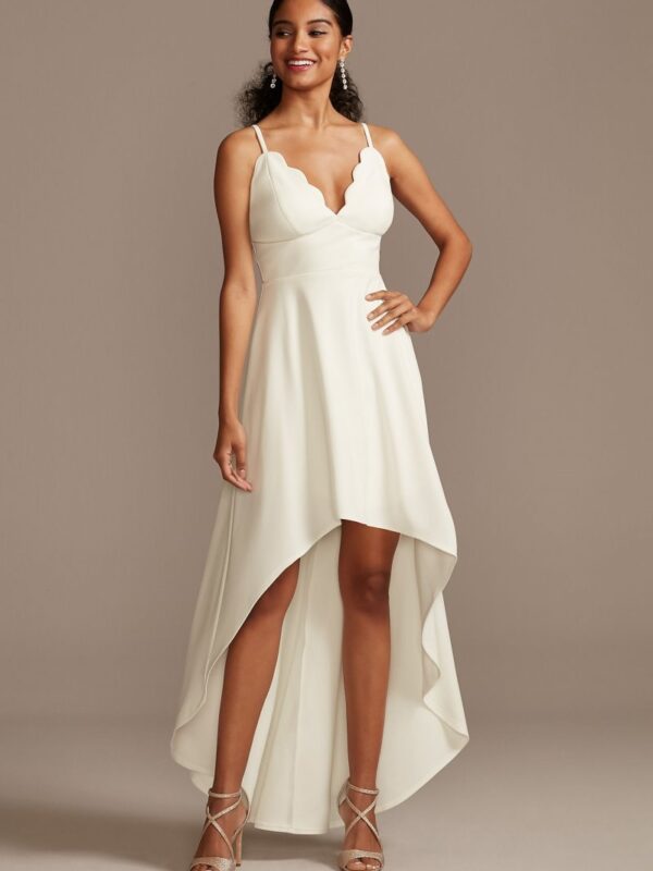 Scalloped V-Neck Dress with High Low Hem Speechless C45071DDNE