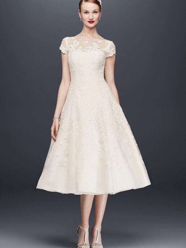 Cap Sleeve Illusion Wedding Dress  CMK513