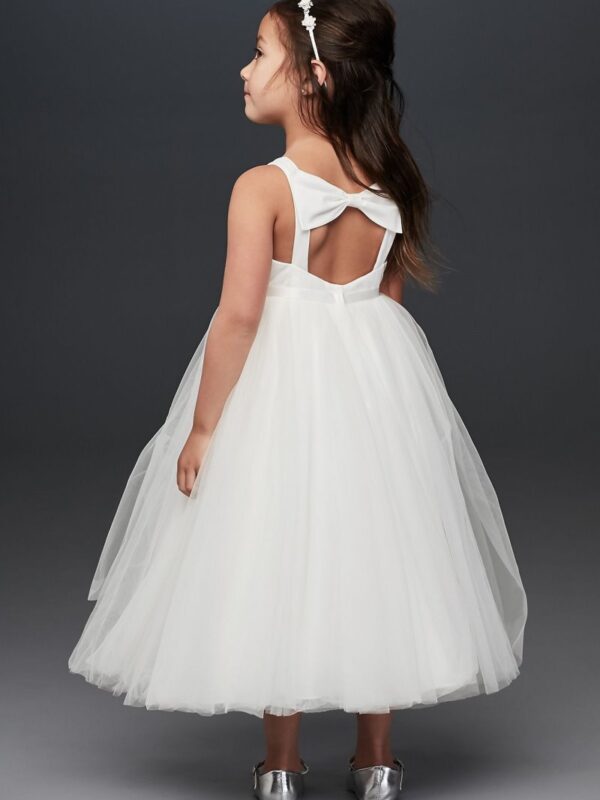 Pleated Ball Gown Flower Girl Dress with Back Bow CR1403