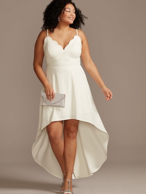 Scalloped V-Neck Plus Size Dress with High Low Hem Speechless CW45071DNE